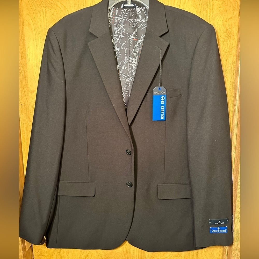 NWT Nautica Ashton Bi-stretch black suit jacket size 44R - Picture 2 of 11